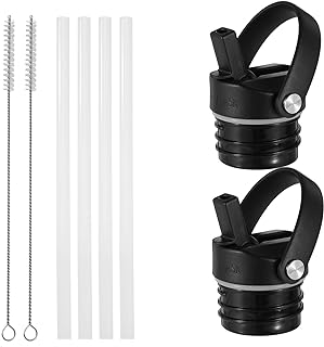 IRON °FLASK Straw Lid for Narrow Standard Mouth Insulated Sports Water Bottles, Standard Mouth, BPA Free, 2 Lids, 4 Straws, 2 Cleaning Brushes (Midnight Black)