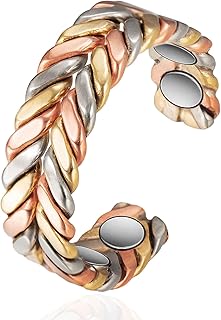 EnerMagiX Copper Rings for Women, Pure Copper Tricolour Gold Adjustable Ring, Fashion Copper Jewelry（2040）