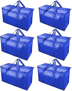 TICONN 6 Pack Extra Large Moving Bags with Zippers & Carrying Handles, Heavy-Duty Storage Tote Moving Boxes for Space Saving