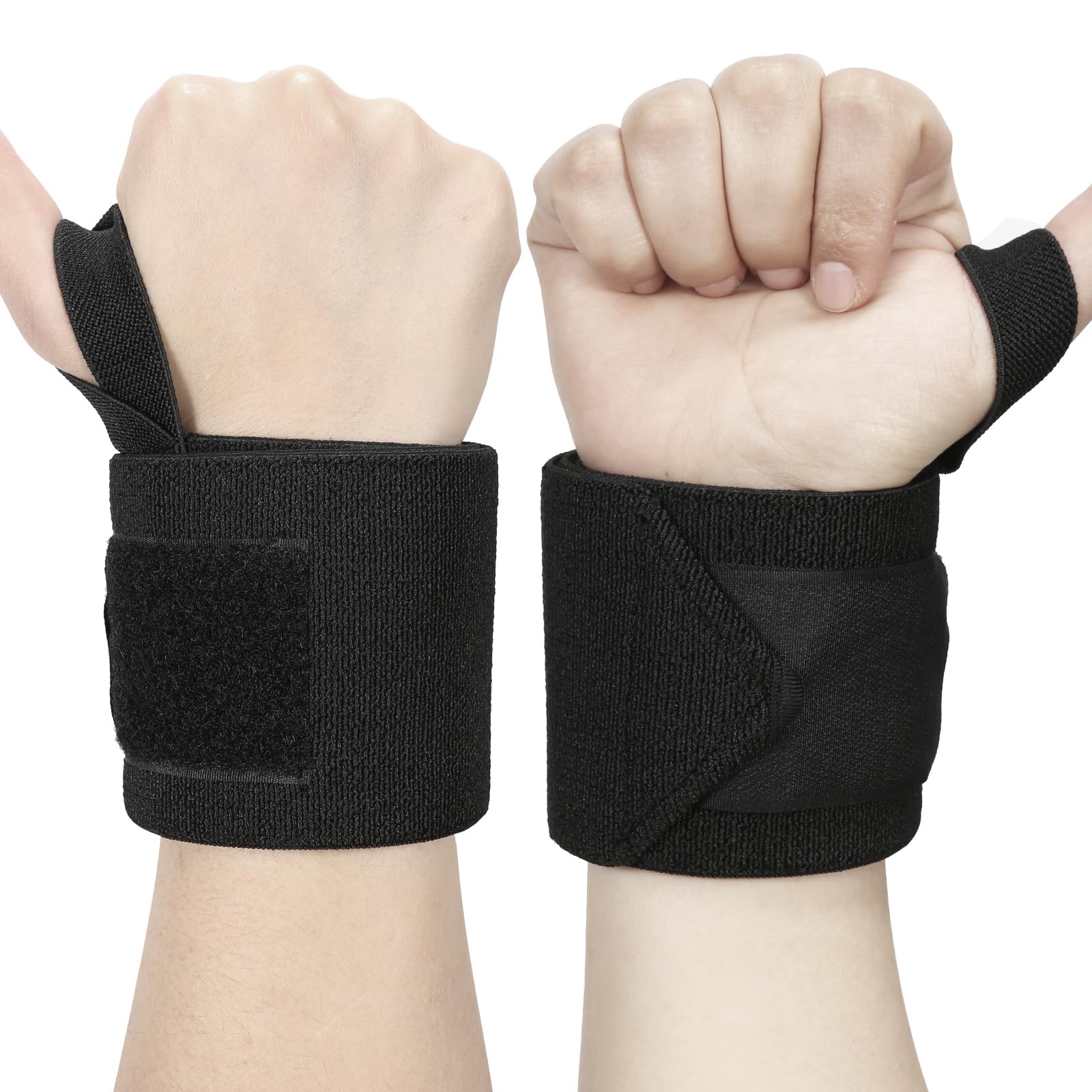 GLEEMENWeight Lifting Wrist Wraps, 2 PCS Muscle Building Performance Fitness Training Gym Straps Thumb Loop Support Stretchable Cotton Bandage Brace Training Cuff