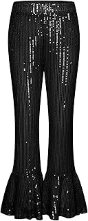 GRACE KARIN Girls Sequin Pants Sparke Trouser Glitter Dance Bell Bottoms 5-12