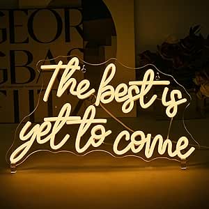 FAXFSIGN The Best Is Yet to Come Neon Sign Warm White Letter Led Neon Lights for Wall Decor Usb Word Light Up Signs for Bedroom Home Bar Classroom Graduation Ceremony Wedding Birthday Party Kids Room Teens Gifts