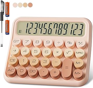 Mechanical Calculator 12 Digit Extra Large 5-Inch LCD Display, DECKLIT Battery Desk Calculator, Big Buttons Easy to Press ...