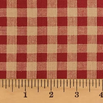 Primitive Red 5 Homespun Cotton Plaid Fabric by JCS - Sold by The Yard