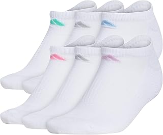 adidas Women's Athletic Cushioned No Show Socks (6-Pair) Low Profile Look with Arch Compression for a Secure Fit