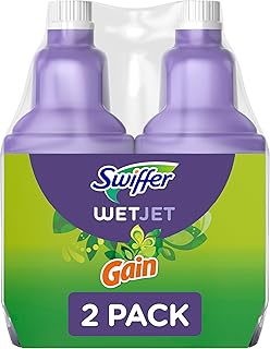 Swiffer WetJet Multi-Purpose and Hardwood Liquid Floor Cleaner Solution Refill, with Gain Scent, 42.2 fl oz each, (Pack of 2)