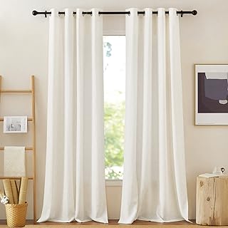 NICETOWN Linen Burlap Curtains Extra Long 120 inch, Grommet Privacy with Light Filtering Semi Sheer Curtains & Drapes Line...