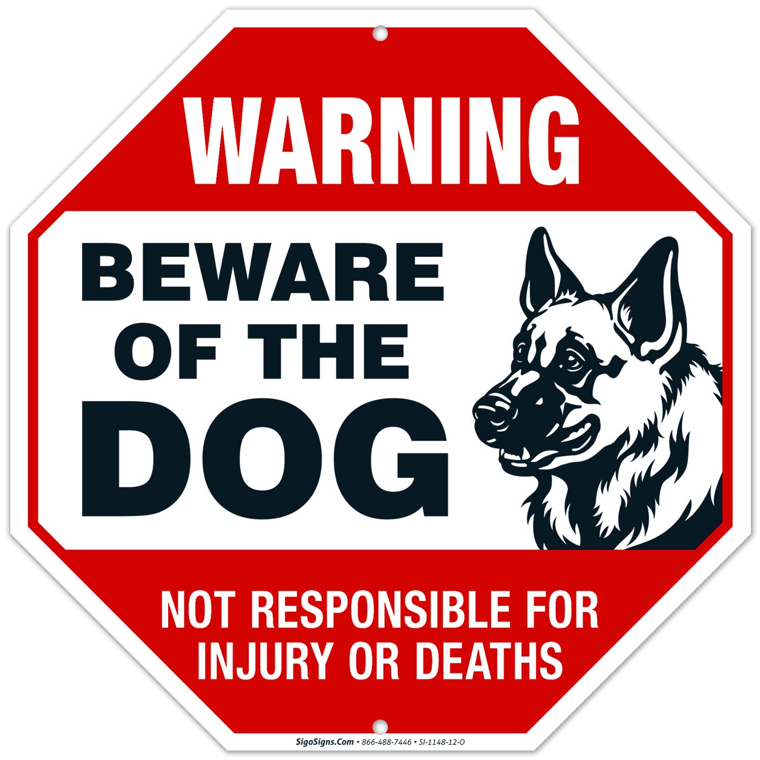 Buy Beware of Dog Sign German Shepherd, Dog Warning Sign, 12x12 Octagon ...