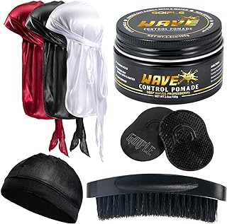 "Goiple Hair Care Kit for Men's 360 Wave - Pomades for Strong Hold, Easy Wash, Moisture Control, Silky Shine & Training, C...