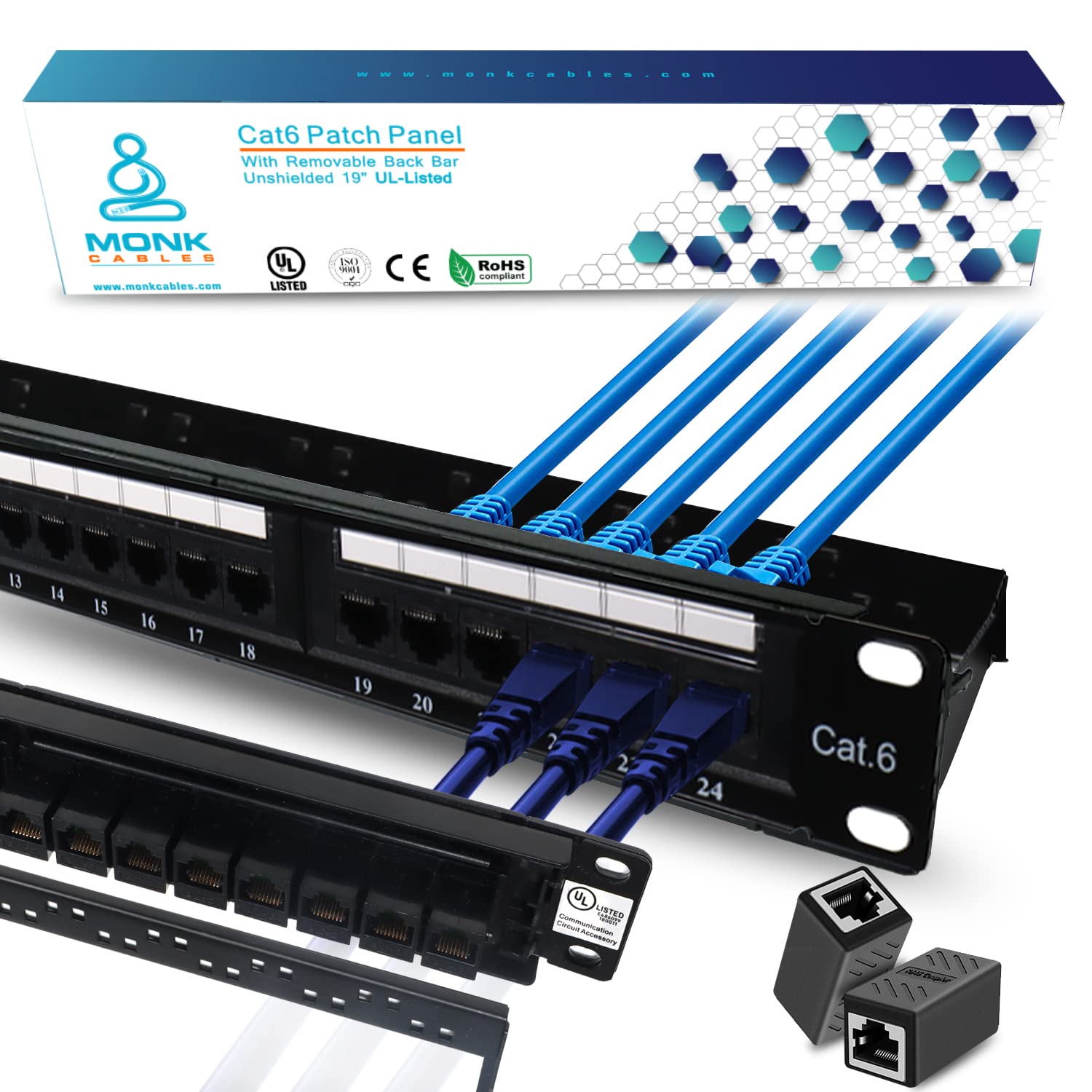 Buy Cat6 24 Port Patch Panel Passthrough - UL Listed Inline Coupler ...