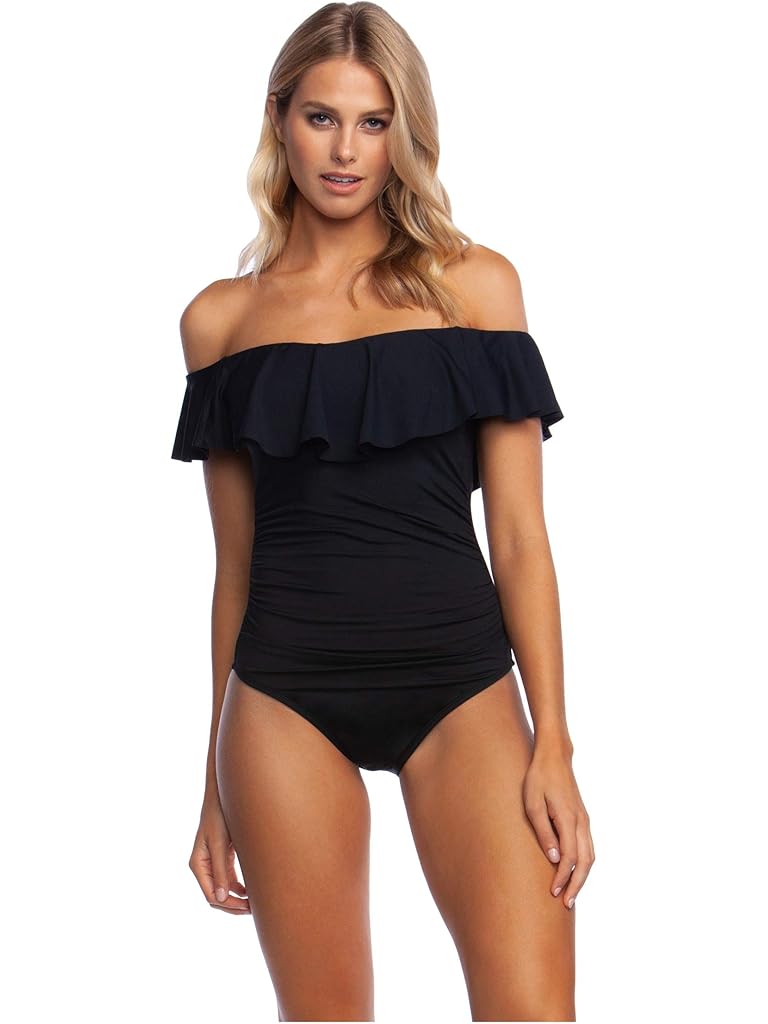 La Blanca Island Goddess Off-the-Shoulder Ruffle One-Piece