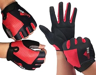 LuxoBike Red - Size Medium - 2 Pair - Half and Full Finger Cycling Gloves Bundle