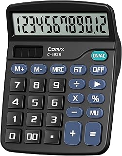 Comix Desktop Calculator 12 Digit with Large LCD Display and Big Button, 12 Digits Baisc Calculator, Solar Battery Dual Po...