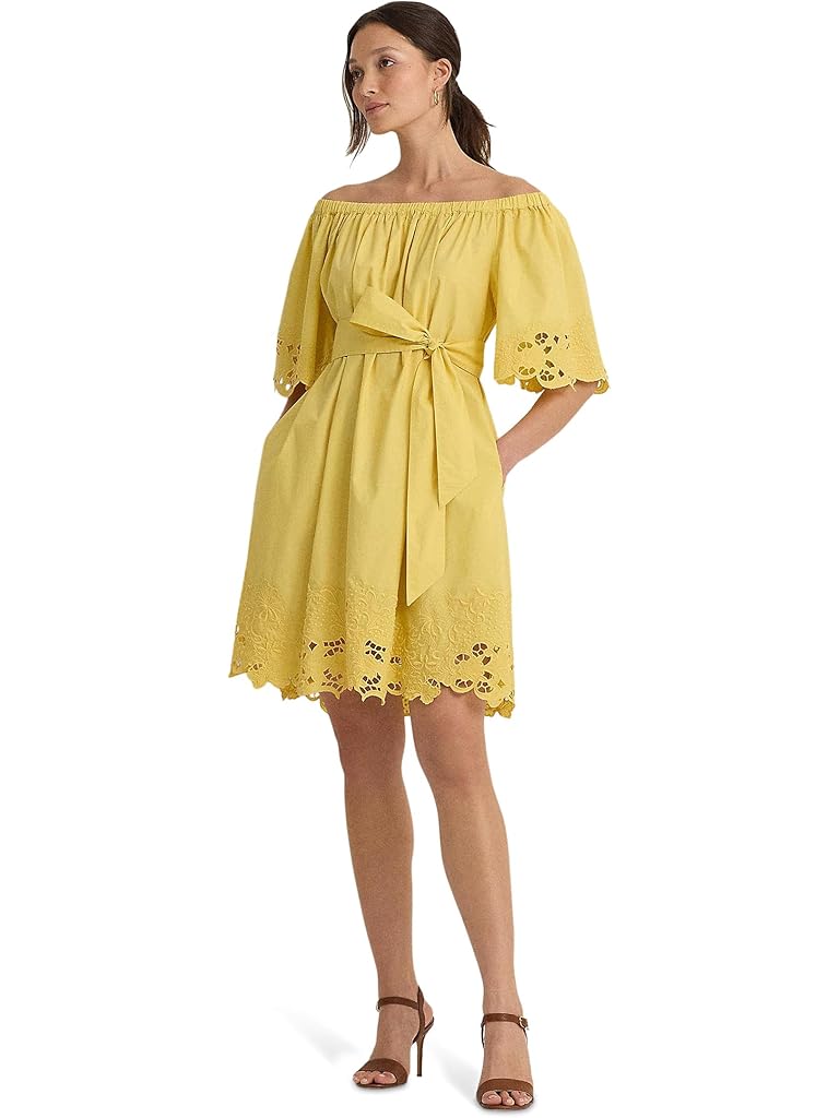 Lauren Ralph Lauren Eyelet Cotton Off-the-Shoulder Dress