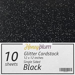 Black Glitter Cardstock - 10 Sheets Premium Glitter Paper - Sized 12&#34; x 12&#34; - Perfect for Scrapbooking, Crafts, Decorations, Weddings