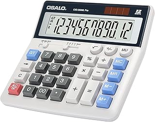 OSALO Desktop Calculator Extra Large Display 12 Digits Big Buttons Solar Accounting Calculator for Office (OS-200ML)