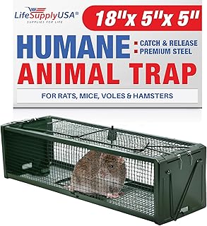 Heavy Duty Catch Release Small Live Humane Animal Cage Trap for Rat Mice Voles Weasels and Other Similar Sized Animals 18x5x5