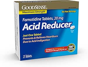 GoodSense Maximum Strength Famotidine Tablets, 20 mg, Acid Reducer for Heartburn Relief