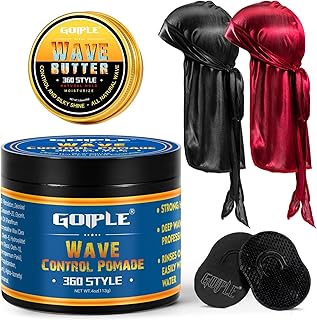 360 Wave Pomade Strong Hold 360 Wave Training Hair Cream, Wave Greasy Wave Butter for Men Pocket Palm Brush Curved Wave Br...