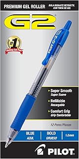 Pilot, G2 Premium Gel Roller Pens, Bold Point 1 mm, Pack of 12, Blue