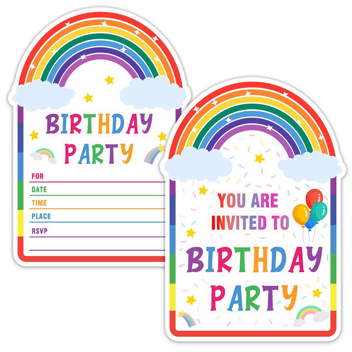 Buy Simimi art 30 Rainbow Birthday Party Invitation with Envelopes ...