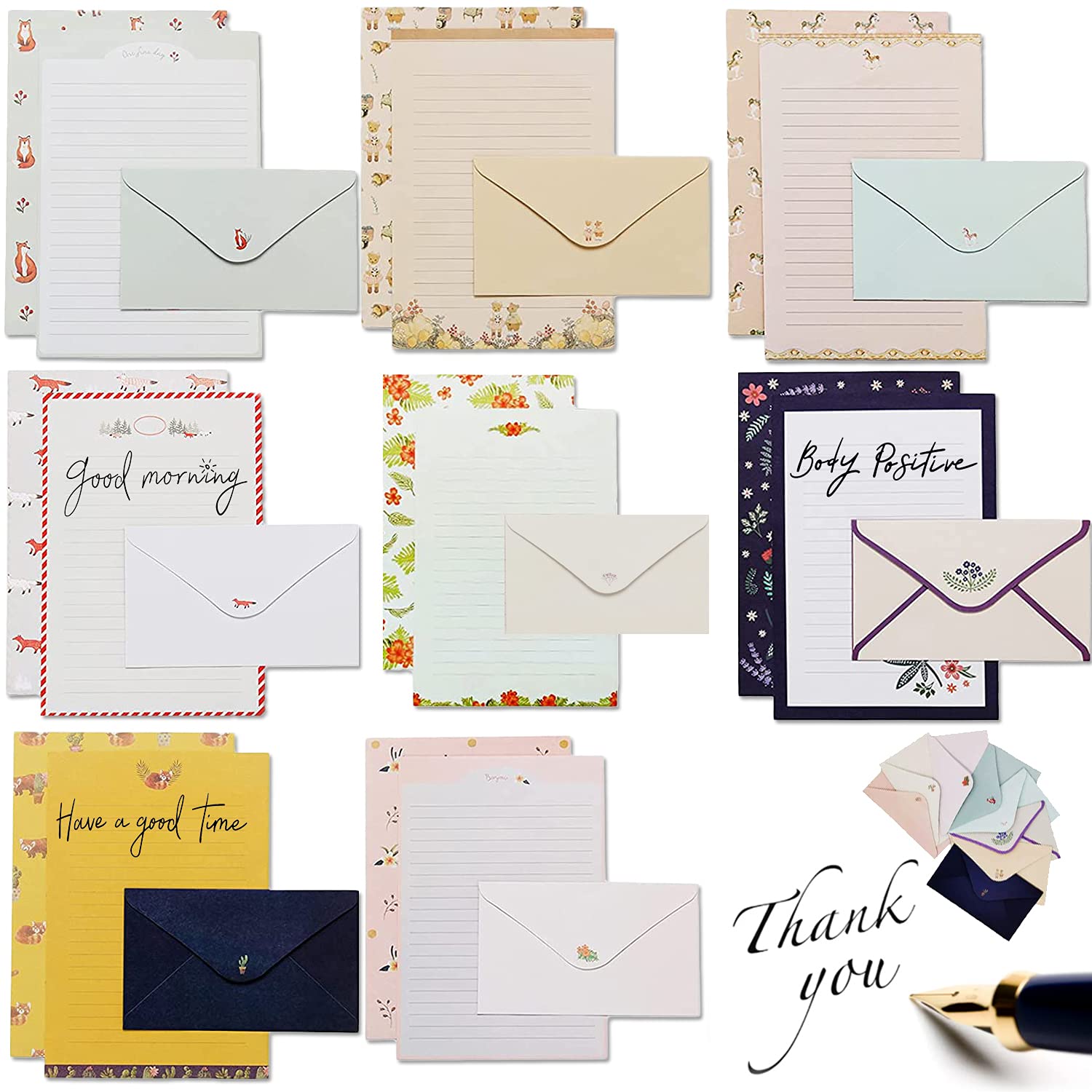 72 Pcs Vintage Stationery Paper, Lovely Writing Paper Stationery Set, 8 ...