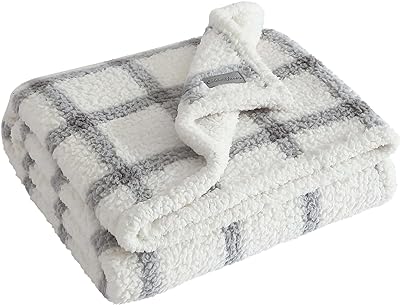 Eddie Bauer - Throw Blanket, Super Soft Reversible Ultra Soft Plush Sherpa Bedding, Ideal Christmas & White Elephant Gifts, Cozy Plaid Throw Blankets for Couch (Bunkhouse Plaid Grey, 50 x 60)