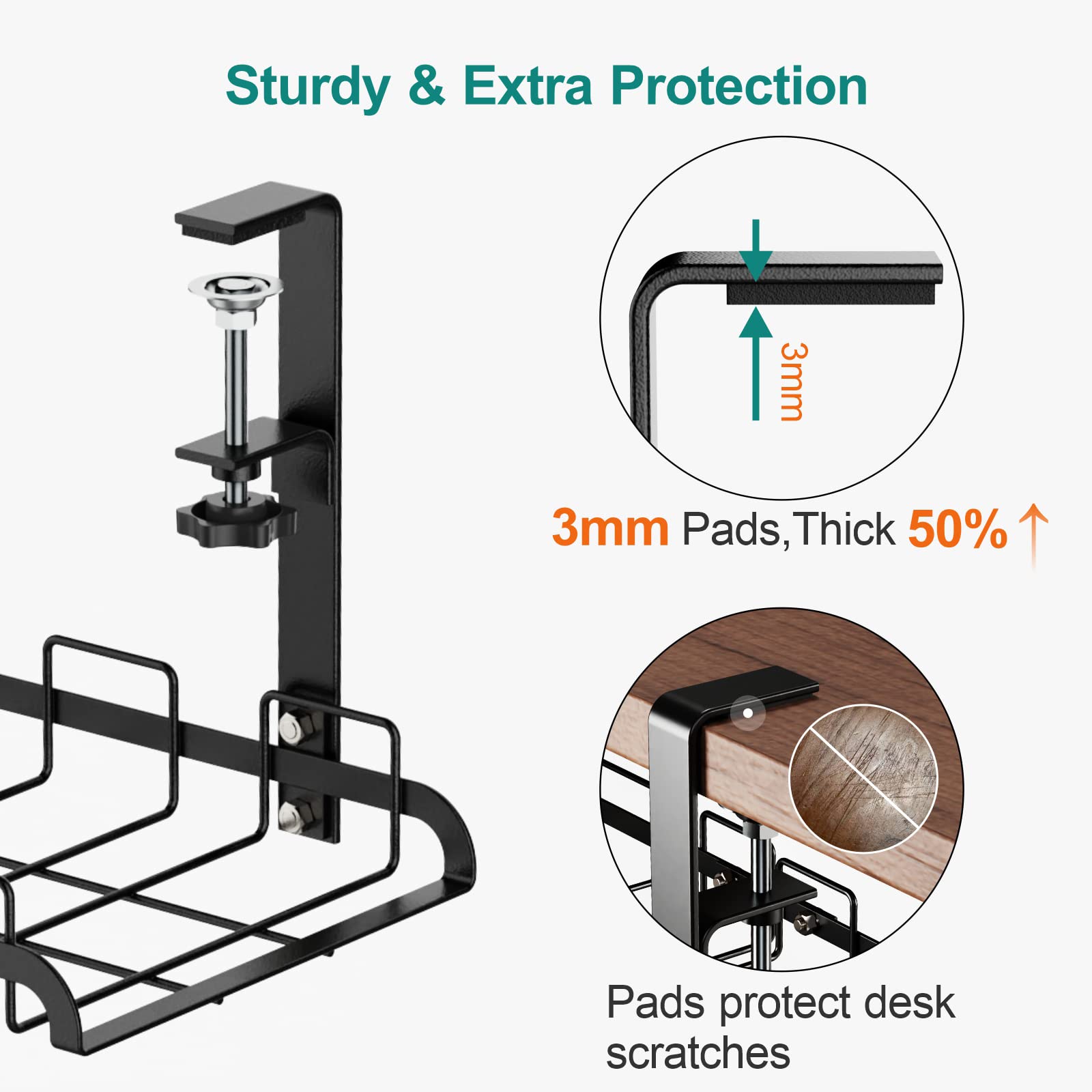 Snapklik.com : iSPELCE Under Desk Cable Management - 2 Pack 17.7 Cable ...