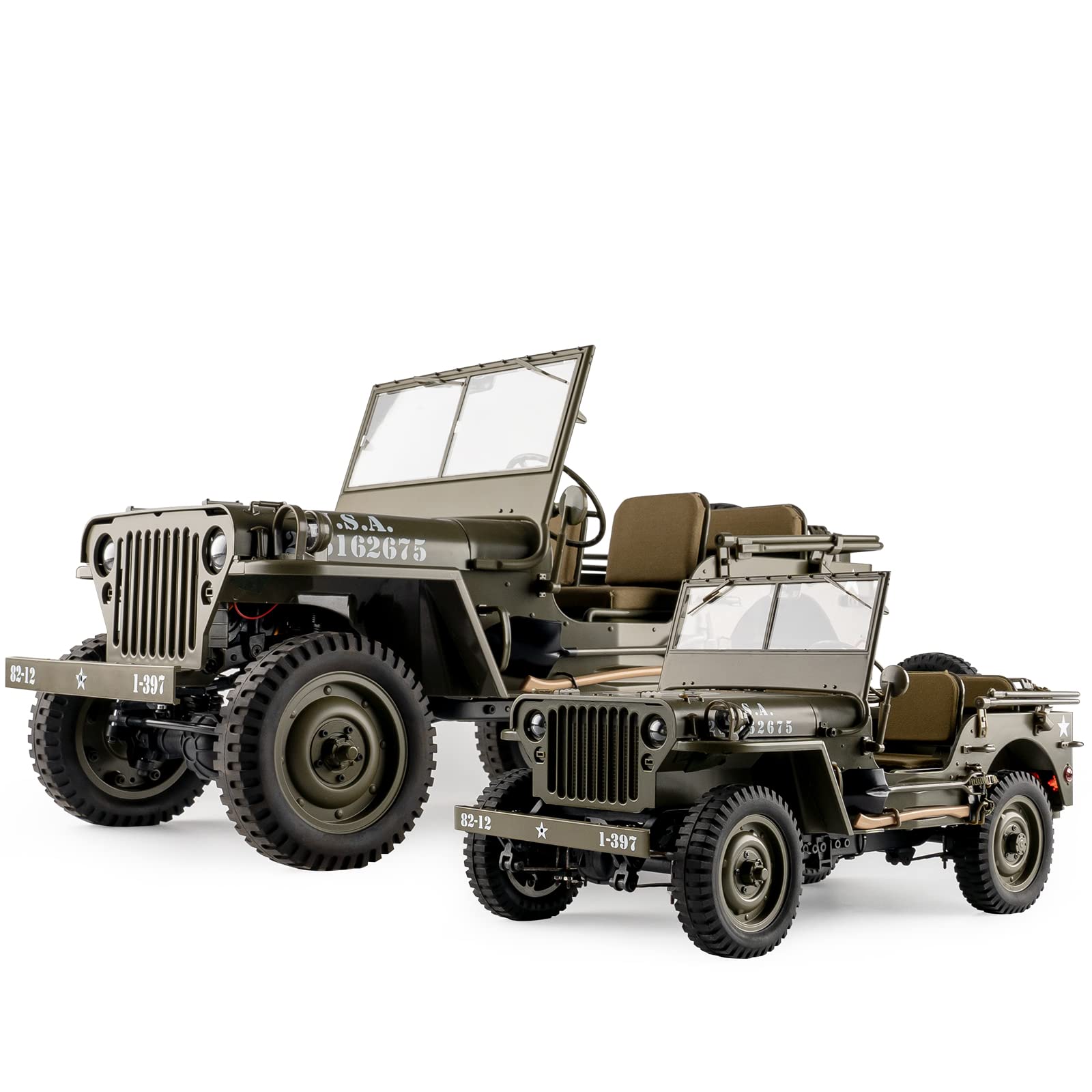 WOWRC RocHobby 1/6 1941 MB Scaler RC Car, 4x4 Hobby Grade RC Car Mini RC Rock Crawler Military, 2.4Ghz RC Truck with 550 Brushed Motor, LED Lights for Adults Without Battery and Charger