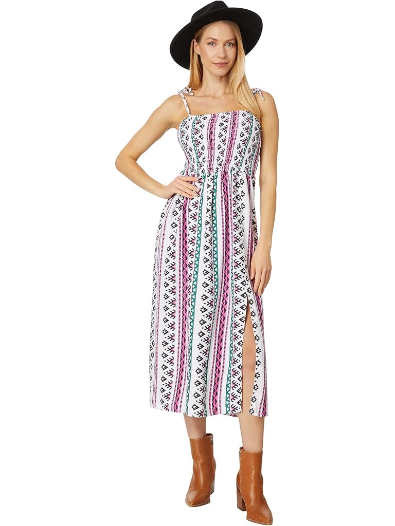 Wrangler Sleeveless Tie Straps Smocked Midi Slit Dress