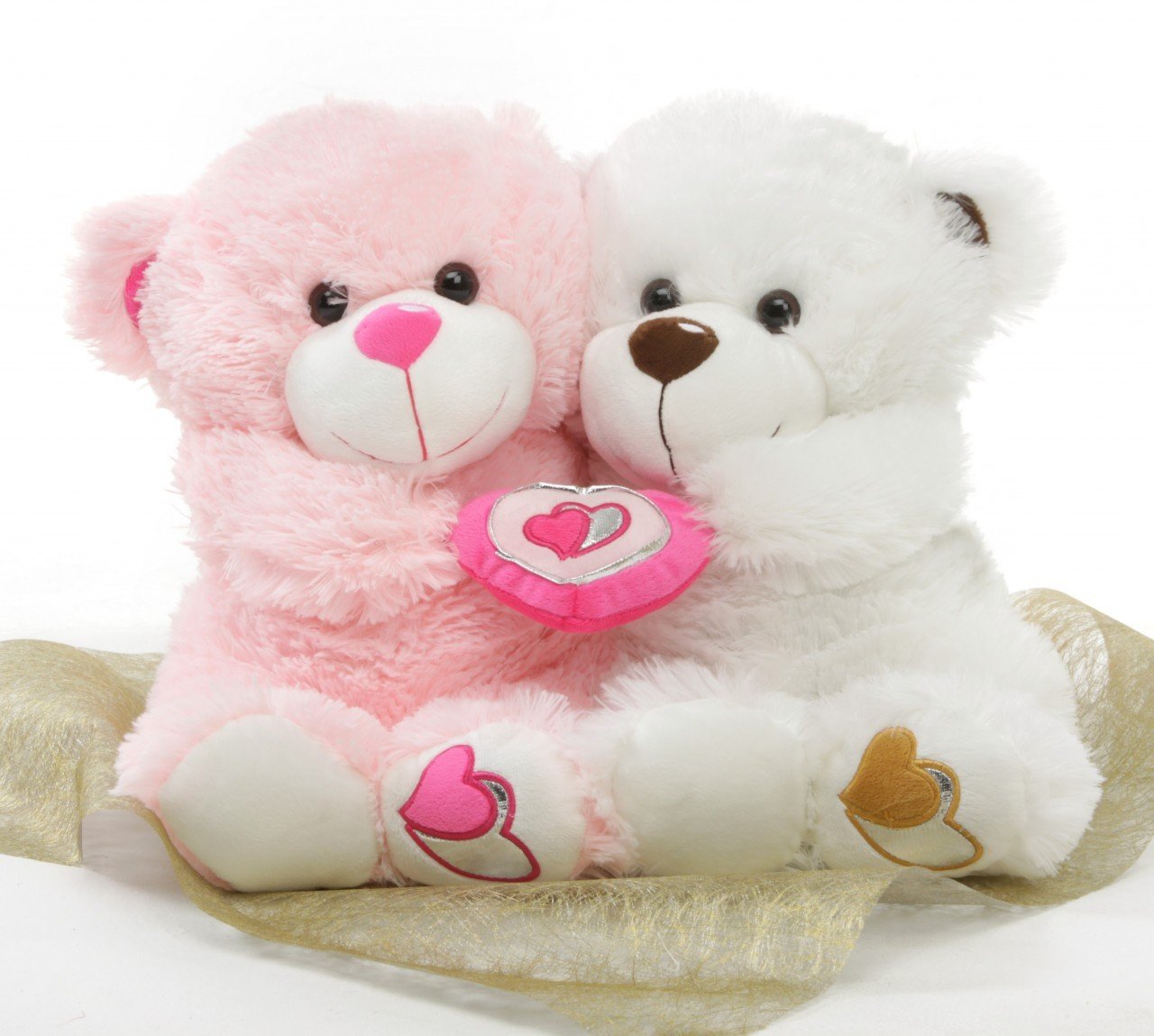 Buy Pink and White Holding Heart Couple Teddy Bears Online at Low ...