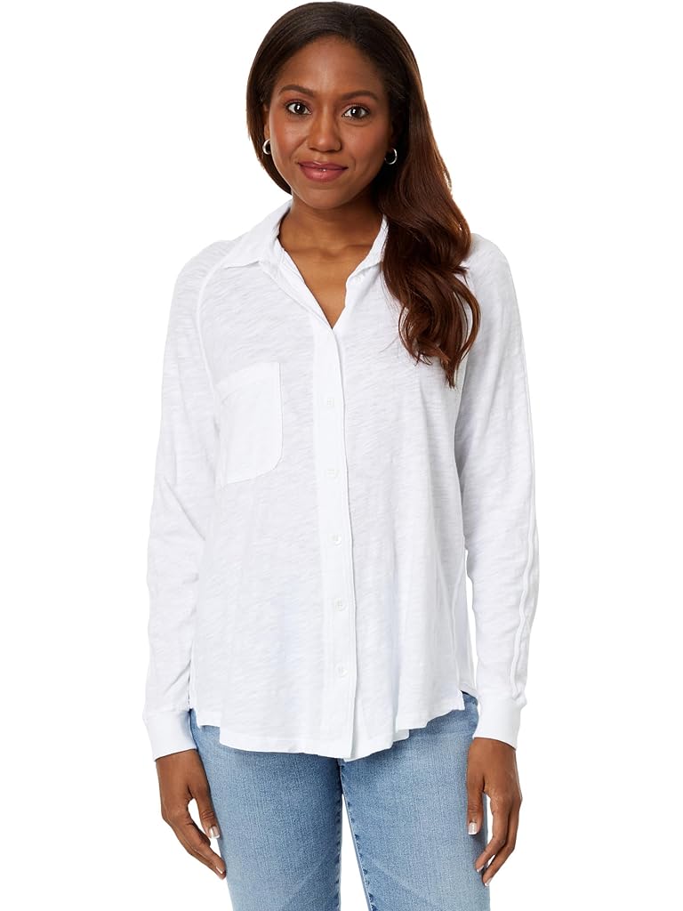 bobi Los Angeles Button Front Raglan Top