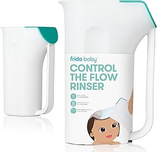 Frida Baby Control The Flow Bath Rinse Cup | Rinser Cup to Wash Hair + Body | Rinser Cup for Bath Time with Easy Grip Hand...