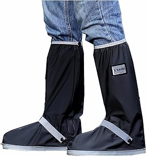 E KAINI Waterproof Rain Boot Shoe Covers with Reflector,Anti-Snow Rain Gear Reusable Galoshes for Men and Women,Foldable R...