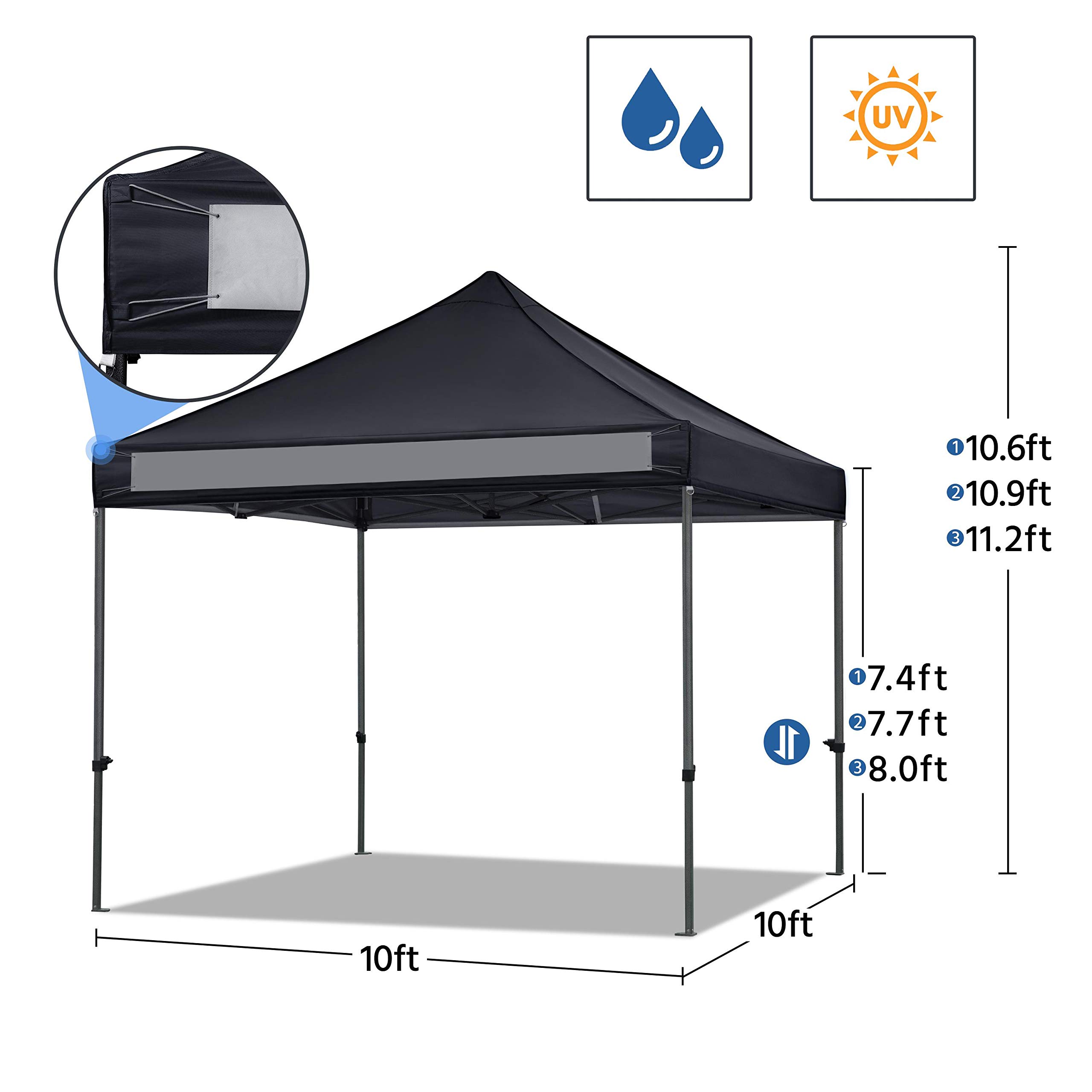 YAHEETECH 10x10 Pop up Canopy Tent - Heavy Duty Waterproof Adjustable ...