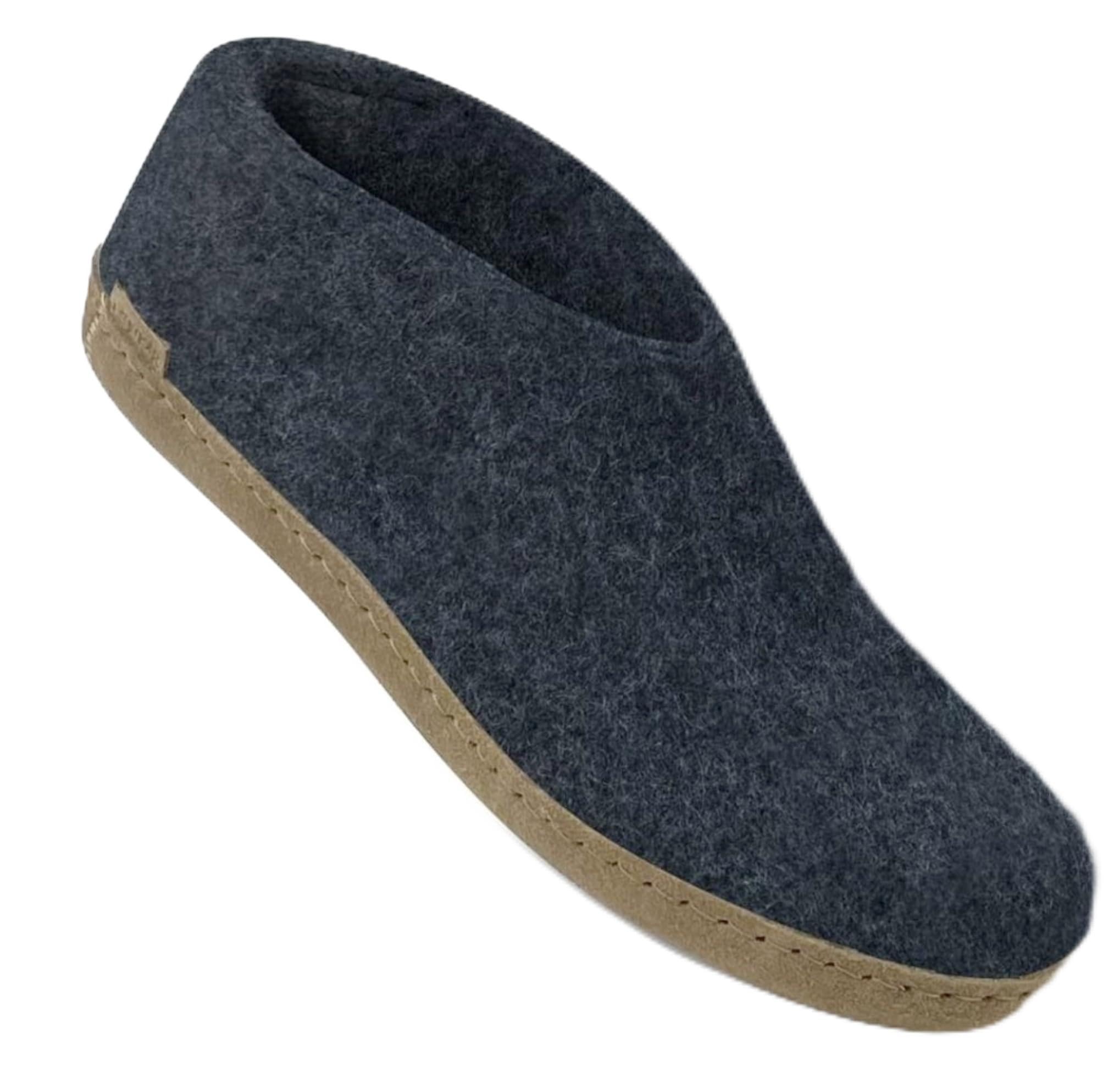 Glerups dkslipper A jean blue (10) high waist beige leather sole size 39, Denim Blue, 4 UK