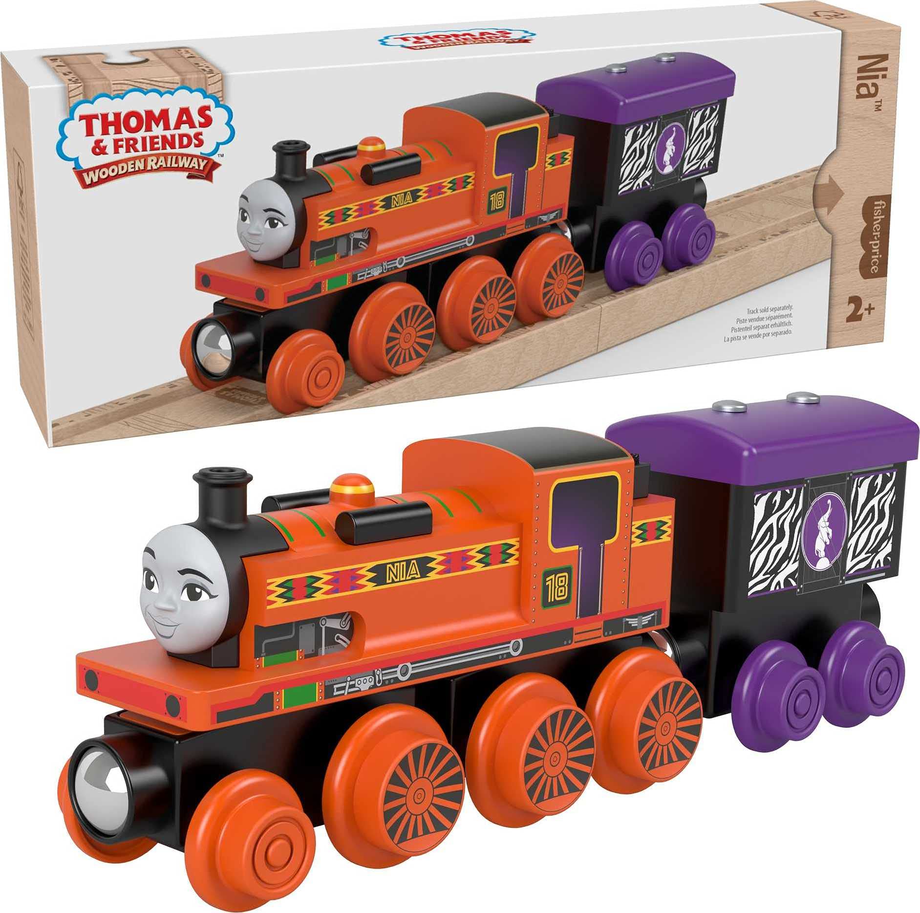 Photo 1 of Thomas & Friends Wooden Railway Toy Train Nia Push-Along Wood Engine & Cargo Car For Toddlers & Preschool Kids Ages 2+ Years