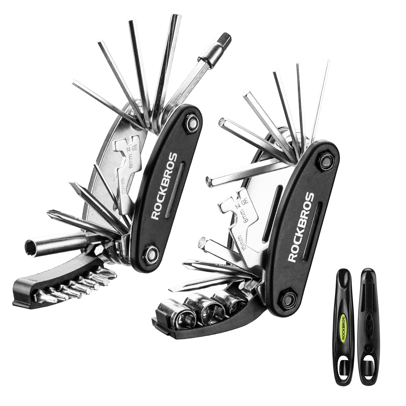 ROCKBROS Bike Repair Kits 16 In 1 Multi-Function Bike Tool Kits Portable Foldable Bike Multitool Cycling Tool Kit Bike Tool Allen Wrench Tire Levers