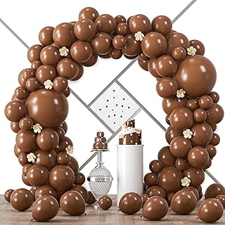 Voircoloria 90pack Brown Balloons Different Size 18/12/10/5 Inch Brown Balloon Garland Arch Kit for Graduation, Wedding, B...