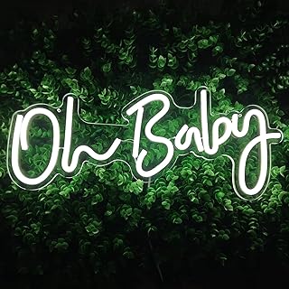 Oh Baby Neon Sign for Wall Decor Dimmable White Reusable Oh Baby Led Sign Oh Baby Light Up Sign Oh Baby Neon Sign for Back...