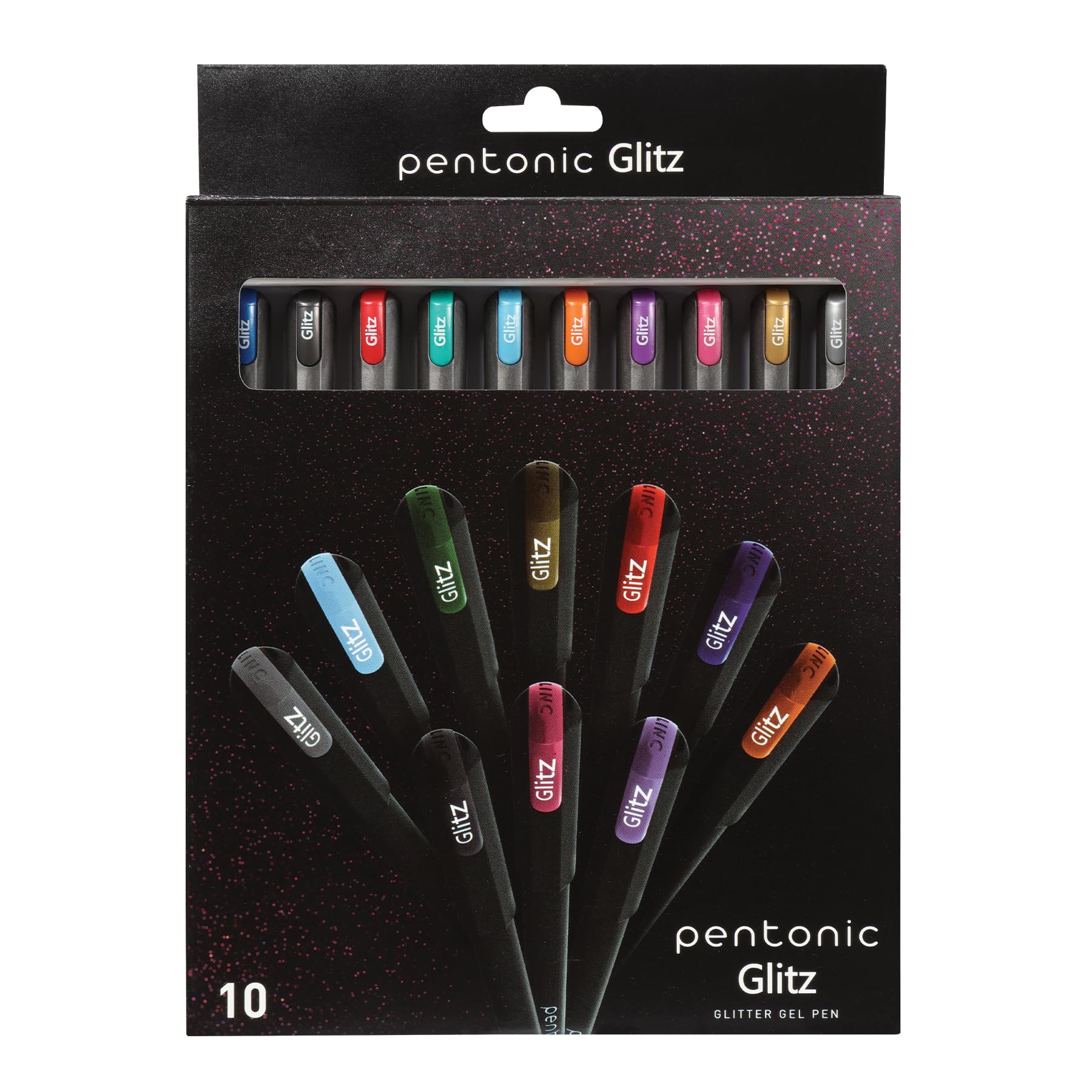 Pentonic Glitter Gel Pens, 10 Count, 10 Assorted Colors, 1.0 mm Medium Point, Smooth Writing For Journaling, Notetaking & Art Projects (1002365)