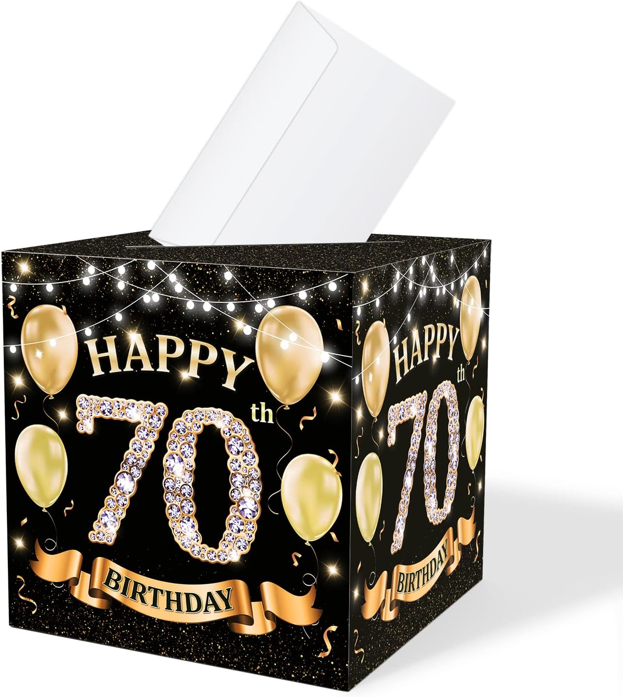 Amazon.com: 70th Black Gold Birthday Cards Box - 70 Year Birthday Party ...