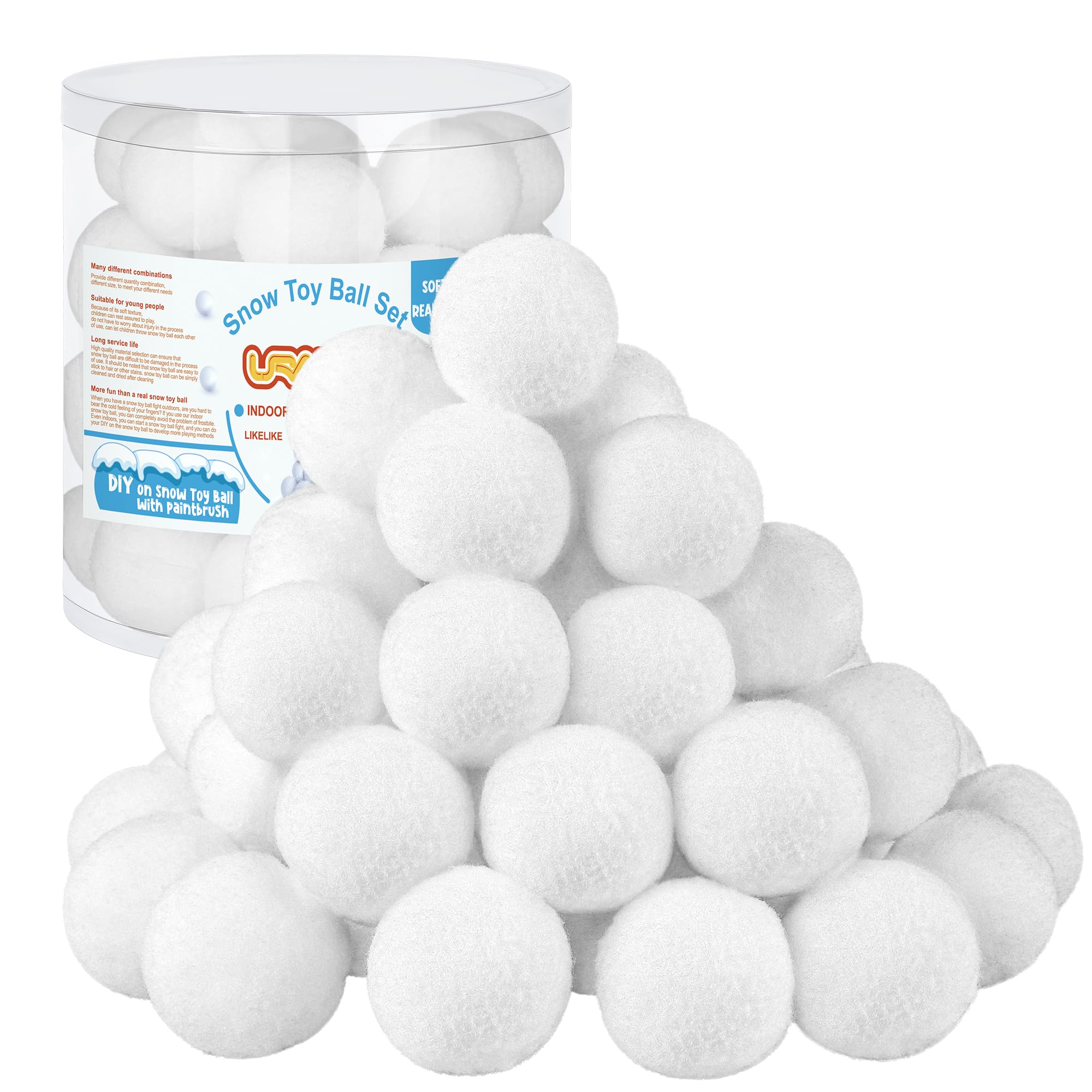 URATOT 40 Pack Indoor Snow Fight Ball Set Fake Snow Fight Ball Soft and Realistic with Boxes for Winter Games