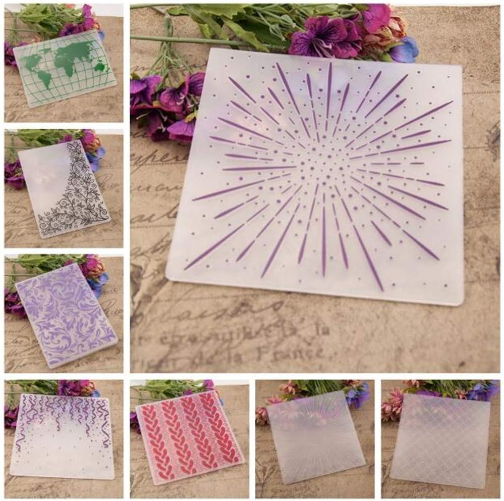 Amazon Com 8 Style Flower Map Pattern Plastic Embossing Folder Template For Gift Scrapbooking Photo Album Card Paper Craft Making Decor Mold Diy Embossing Folder Stencil Fondant Cake Decorating Tools Mould