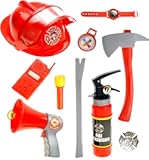 PowerTRC 10 Pcs Kids Firefighter Gear Fireman Toys for Kids&comma; Firefighter Toys Fireman Helmet Accessories for Toddlers&comma; Fire Fighter Toys for Kids 3-5