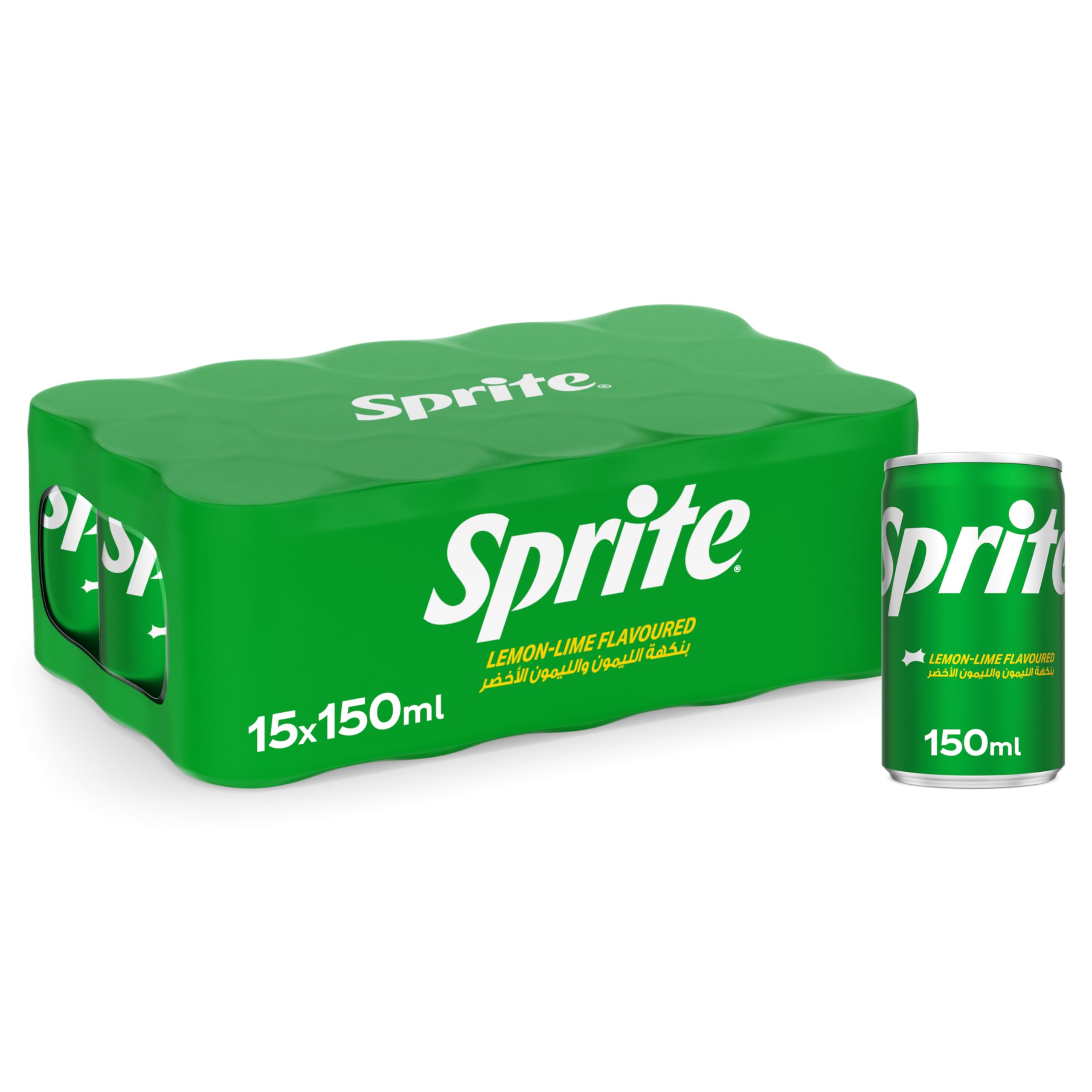 SPRITE Regular, Lemon Lime Flavored, Carbonated Soft Drink, Can 150ml, pack of 15