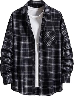 Funny Shirts for Men,Men's Plaid Button Down Shirts Long Sleeve Dress Shirts Regular Fit Gingham Shirts