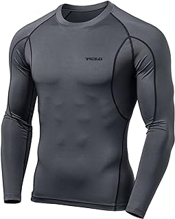 TSLA Men's Cool Dry Fit Long Sleeve Compression Shirts, Athletic Workout Shirt, Active Sports Base Layer T-Shirt