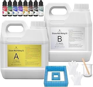 Silicone Mold Making Kit - .5 Gallon Kit Translucent Liquid Silicone Rubber 15A with Silicone Pigment, Bricks - Fast Cured...