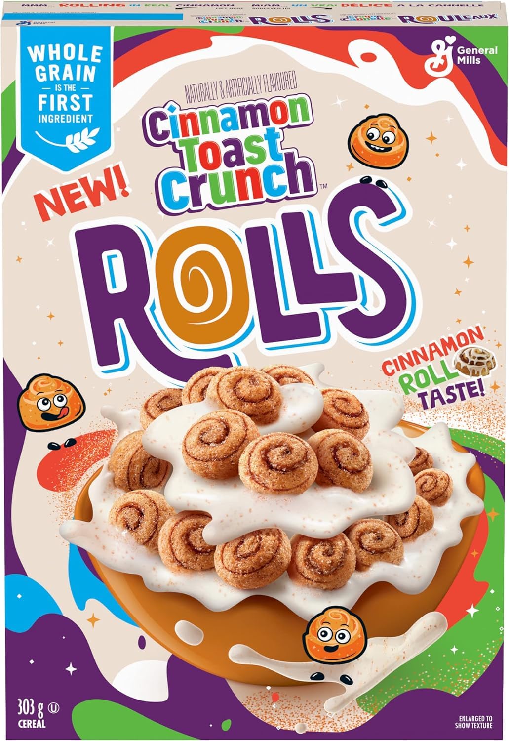 General Mills Original Cinnamon Toast Crunch Rolls Breakfast Cereal, Crispy Cinnamon Cereal, Box 303g (Imported)